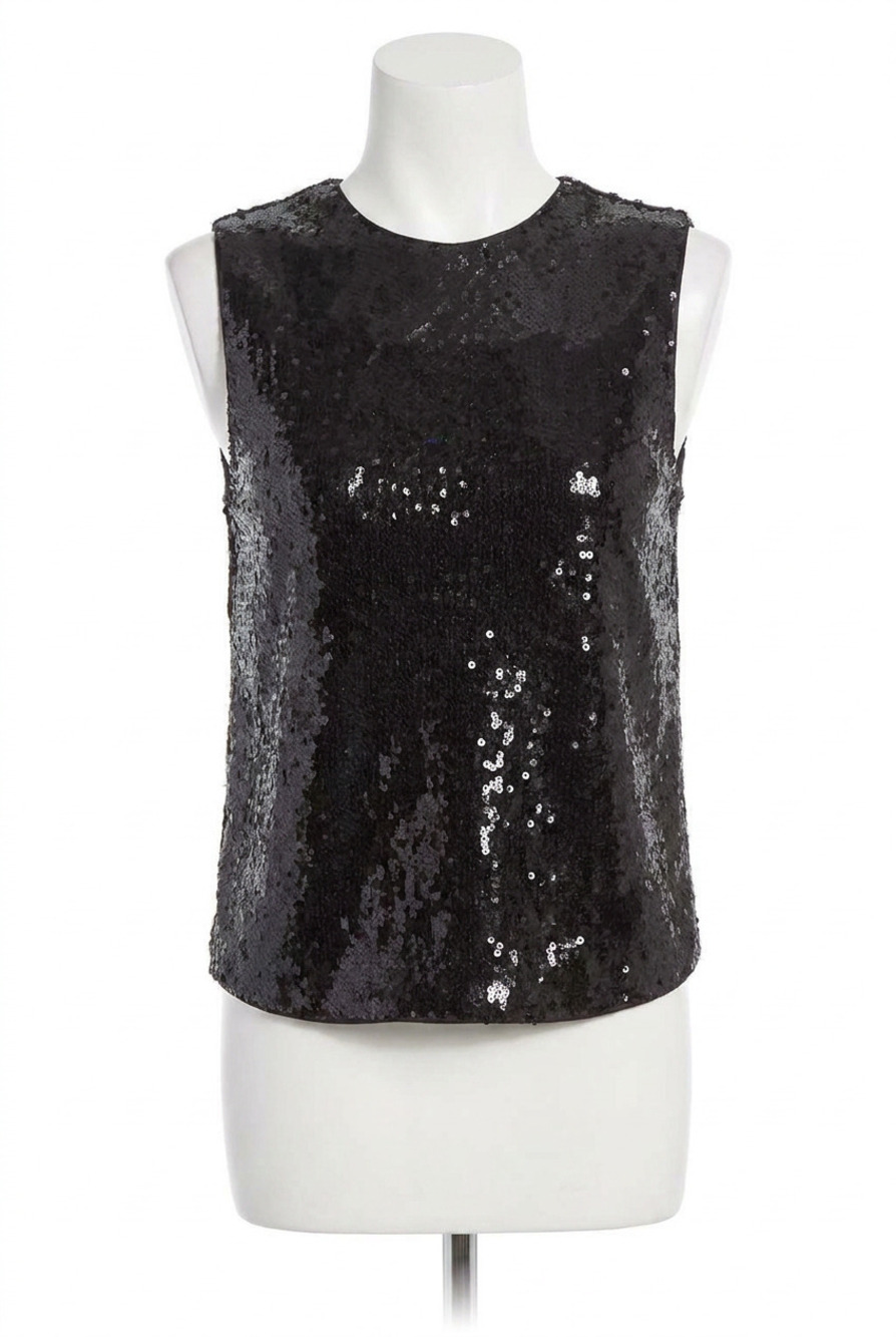 NEW LYSSE adaline st sequin shell top in black